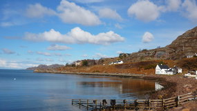 Retreats by the Ocean in N.W.Scotland. house and out to sea