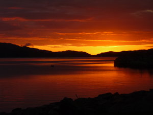 Retreats by the Ocean in N.W.Scotland. dark sunset